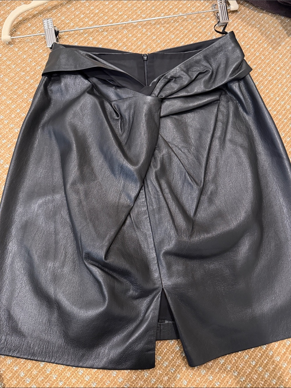 Nanushka Black Faux Leather Twist-Front Mini Skirt